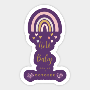 New Baby coming in October Baby child new born Sticker